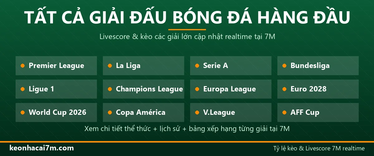 Các giải đấu bóng đá hàng đầu - Livescore 7M